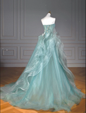 Tineit Pretty Ball Gown Sweetheart Tulle Green Long Evening Dress Prom Dresses With Ruffles (PRE-ORDER)