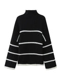 Tineit Striped High Neck Loose Sweater