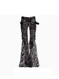 christmas outfit Tineit Women Black Goth Baggy Y2k Flare Ripped Jeans Oversize Denim Trousers Vintage Japanese 2000s Style Emo Jean Pants Trashy Clothes