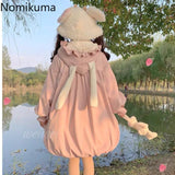 Tineit Japanese Sweet Coat Women Clothing Cute Rabbit Ears Hooded Outwear Y2k Tops Thicked Fashion Warm Lolita Jackets 2025 Ropa Mujer