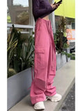 christmas outfit Tineit Women Pink Cargo Pants Harajuku Aesthetic Parachute Pants Oversize Sweatpants Y2k 2000s Aesthetic Vintage Trouser Trashy Clothes