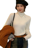 thanksgiving outfit Tineit Korean Solid Plush Turtleneck Sweaters Women Casual Slim Fit Thick Pullover Sweater Female Winter Fashion Warm Simple Tops