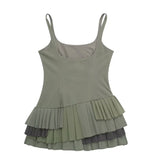 Tineit khaki Green Mini Dress With Box Pleats