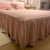 Tineit Pink Ruffled Seersucker Duvet Cover Set 3/4pcs Soft Lightweight Down Alternative Grey Bedding Set with Bed Skirt and Pillowcases