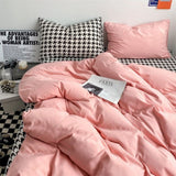 Tineit Checkerboard Bedding Sets Solid Color Fashion Single Double Queen Size Duvet Cover Flat Sheet Pillowcases Hotel Home Bed Linen