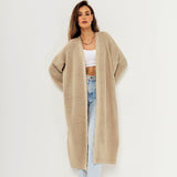 thanksgiving outfit Tineit Casual Knitted Solid Open Long Cardigan Women Retro Loose Soft Long Sleeve Maxi Sweaters Female Autumn Chic Street Outwear