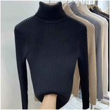 thanksgiving outfit Tineit Zoki Winter Warm Turtleneck Sweater Women Solid Simple Basic Thick Velvet Knitted Pullover Korean Elegant Slim All Match Jumper