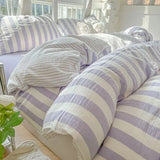 Tineit Ins Korean Style Duvet Cover Set Quilt Set Striped Bed Sheet Set For Girls Bedding Set For Bedroom