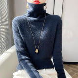 thanksgiving outfit Tineit Casual Simple Knitted Solid Turtleneck Women Korean Slim Fit Warm Soft Pullover Sweaters Female Autumn Chic Daily Knitwear