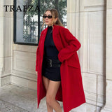 cold weather outfits Tineit 2024 Autumn Winter Women Casual Long Coats Fashion Streetwear Solid Turn Down Collar Single Breasted Elegant Long Jackets