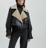 Tineit Leeana Shearling Faux Leather Aviator Jacket