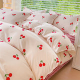 Tineit Cute Bear Bedding Set No Filler Ins Korean Style Duvet Cover Pillowcase 2024 New Single Full Size Kids Adult Soft Bed Linen