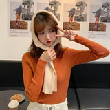 thanksgiving outfit Tineit Knitted Solid Slim Turtleneck Women Casual Simple Elastic Thin Pullover Sweaters Lady Korean Autumn Chic Daily Basic Knitwear