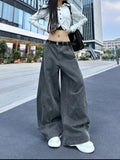 christmas outfit Tineit Women's Grey Y2k Jeans Harajuku Oversize Denim Trousers Japanese 2000s Style Baggy Grey Jean Pants Trashy Vintage Emo Clothes