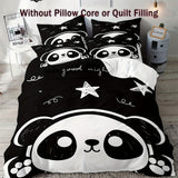 Tineit 3-Piece Black and White Panda Print Soft Brushed Microfiber Duvet Cover Set - Luxurious Bedding for Bedroom and Guest Room with