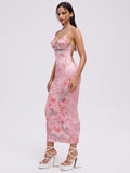 Tineit 2024 New Backless Halter Butterfly Sleeveless Maxi Dress