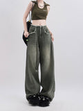 christmas outfit Tineit Women Green Y2k Jeans Harajuku Oversize Denim Trousers Vintage Japanese 2000s Style Baggy Wide Leg Jean Pants Emo Trashy Clothes