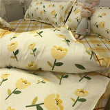 Tineit Ins Style Fashion Butterfly Bedding Set For Girls Boys Double Size Flat Sheet Duvet Cover Pillowcase Bed Linen Home Textile