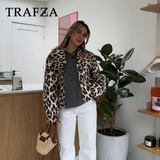 cold weather outfits Tineit 2024 Spring Summer Casual LEOPARD Women Jackets Fashion Vintage Turn-down Collar Zipper Streetwear Ladies Jackets