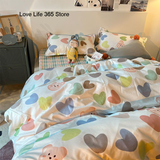 Tineit Ins Diamond Lattice Bedding Set Fashion Design Quilt Cover Solid Flat Sheet Queen Double Full Size With Pillowcases Home Textile