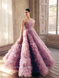 Tineit Lavender Tulle Multilayer Prom Dress Floor-length A-line فساتين مناسبة حسب الطلب Elegant Sleeveless vestidos de festa-(PRE-ORDER)