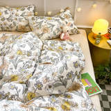 Tineit Ins Floral Bedding Set Kids Adult Full Queen Size Duvet Cover Flat Sheet Pillowcase No Filler Summer Fall Home Bed Linens