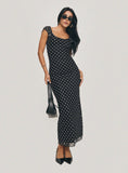 Tineit-Sandberg Maxi Dress Black Polka Dot