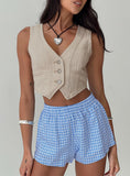 Tineit Beach House Shorts Blue / White Gingham 2024 New Pant