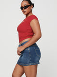 Tineit-Faya Low Rise Denim Mini Skirt Dark Blue