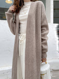 thanksgiving outfit Tineit Casual Knitted Solid Long Cardigan Women Korean Loose Long Open Sweaters Female Autumn Chic Warm Simple Daily Street Tops