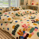 Tineit Kawaii Cartoon Bedding Set No Filling New Arrival Soft Boys Girls Single Double Duvet Cover Flat Sheet Pillowcase Kit