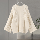 Tineit Oversize Twist Sweater Women Chic Turtleneck Long Lantern Sleeve Knitted Street Pullover Holiday Casual Lady Jumper Top Knitwear