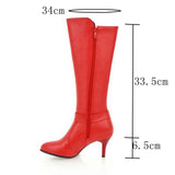 cold weather outfits Tineit Shoes Women Knee boots Spring Autumn shoes size 34-46 Pointed Toe mujer Botas feminino Thin Heel A1325