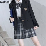 Tineit Preppy Style Fashion Korean Jackets for Women's Streetwear Casual Oversized Outwear Black Y2k Coats Blazer Mujer De Moda 2025