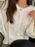 Tineit Solid Cutout Loose Knit Sweater