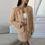 Tineit Elegant Tassels Cardigan Mini Skirt Set O-neck Long Sleeve Coat Sexy Short Skirts 2024 Autumn Lady Fashion Knit 2 Piece Sets New