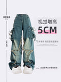 christmas outfit Tineit Women Blue Cargo Jeans Baggy Vintage 90s Aesthetic High Waist Cowboy Pants Harajuku Denim Trousers Y2k Trashy 2000s Clothes 2025