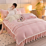 Tineit New milk fleece four-piece set of autumn and winter thickened warm bedding double-sided fleece duvet cover