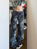 christmas outfit Tineit Women Black Gothic Dragon Print Jeans Baggy Vintage Aesthetic Cowboy Pants Harajuku Denim Trousers Y2k Trashy 2000s Clothes 2025