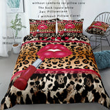 Tineit 3pcs Animal Pattern Duvet Cover Set Wild Romantic Leopard Tiger Pattern Print Bedding Set, Soft Comfortable Duvet Cover