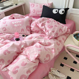 Tineit Kawaii Cartoon Bedding Set No Filling New Arrival Soft Boys Girls Single Double Duvet Cover Flat Sheet Pillowcase Kit