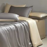 Tineit Four piece set of natural silk solid color bedding, ice silk smooth nude sleeping bedding