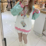 Tineit Japanese Anime Hoodie Women Long Sleeve O-neck Oversized Tops Ropa Mujer Casual Fashion Cute Y2k Sweatshirt Clothes for Teens