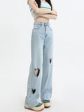 christmas outfit Tineit Women Blue Y2k Baggy Ripped Jeans Harajuku Aesthetic Japanese 2000s Style Denim Trousers Vintage Jean Pants Trashy Clothes 2025