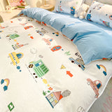 Tineit Cute Bear Bedding Set No Filler Full Queen Size Duvet Cover Flat Sheet Pillowcase Kids Adults Fashion Soft Comforter Cover