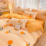 Tineit Classic Bedding Set Hot Sale Plaid Green Ins Single Queen Size Duvet Cover No Filler Flat Sheet Pillowcase Home Hotel Bed Linens