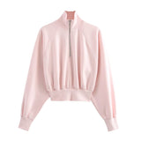 Tineit Sexy Crop Coats Mini Skirt Sets Women Slim Stand Collar Coast Short Zipper Skirts 2024 Autumn Lady Casual Pink Running Tracksuit