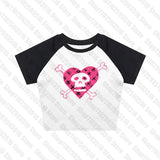 Tineit Y2K clothes skull graphic grunge baby tee Crop Top 2000s Streetwear Harajuku Goth Short Sleeve T-shirt Skeleton print clothes