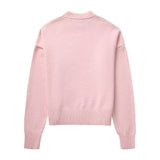 Tineit Knitted Pink Sweaters Women Casual Loose O-neck Long Sleeve Pullovers Sweater Female Winter 2025 Spring Chic Lady Jumper Tops