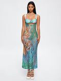 Tineit 2024 New Cut Out Lace Spaghetti Ombre Maxi Dress